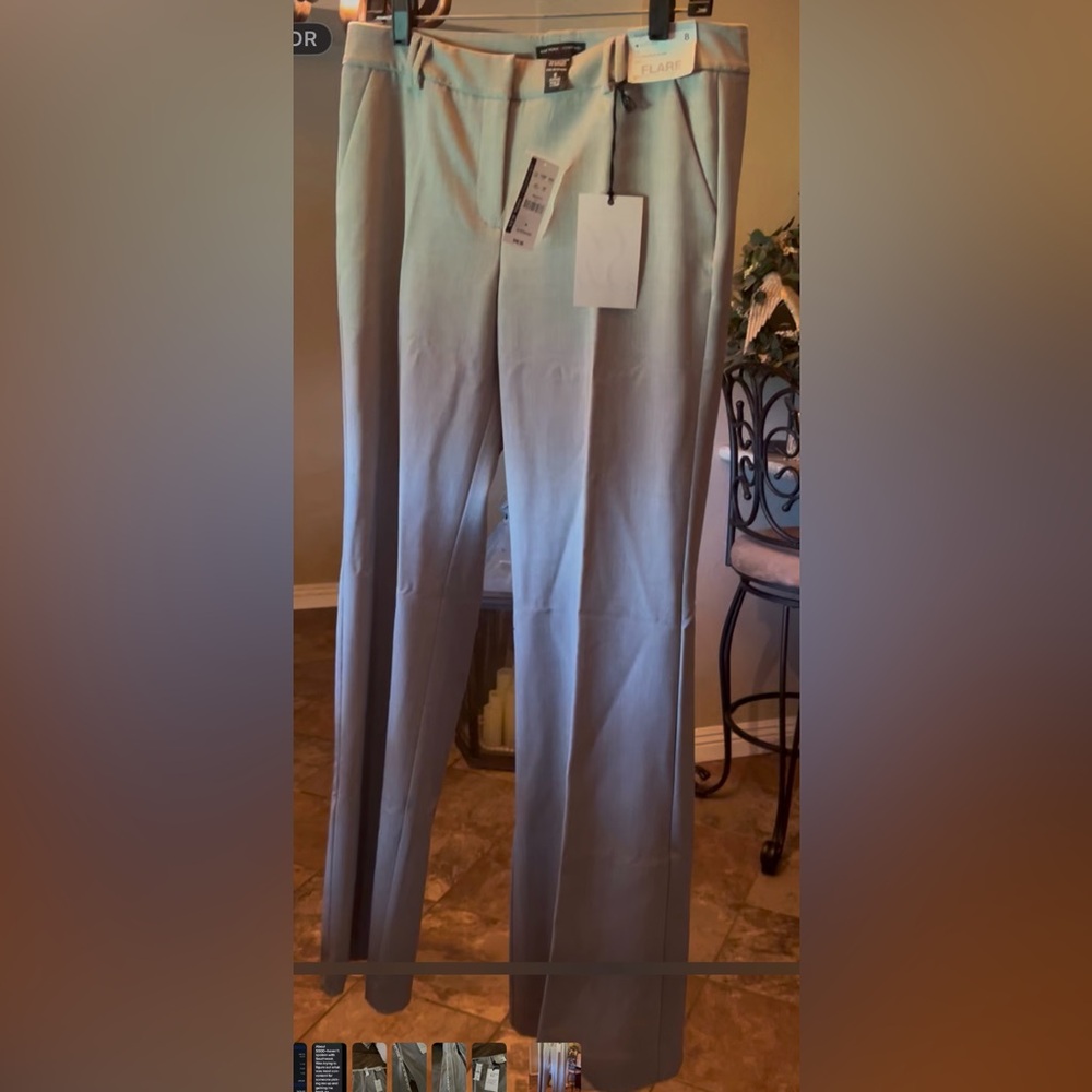 New York & Company Light Gray/Tan (Putty) Flare Pants - CityStretch Luxe NWT